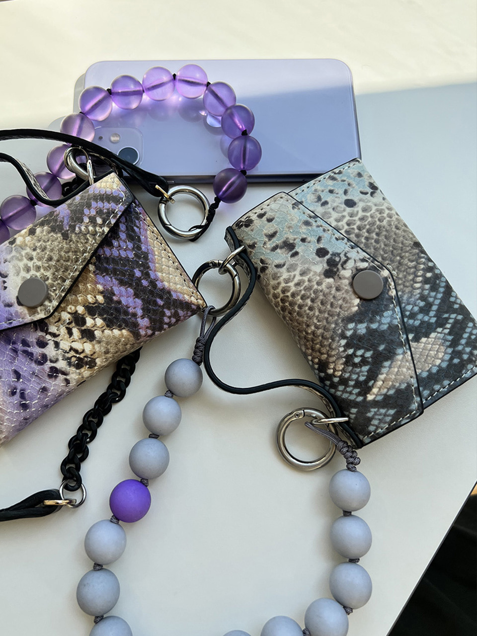 purple/blue snake onet wallet bag