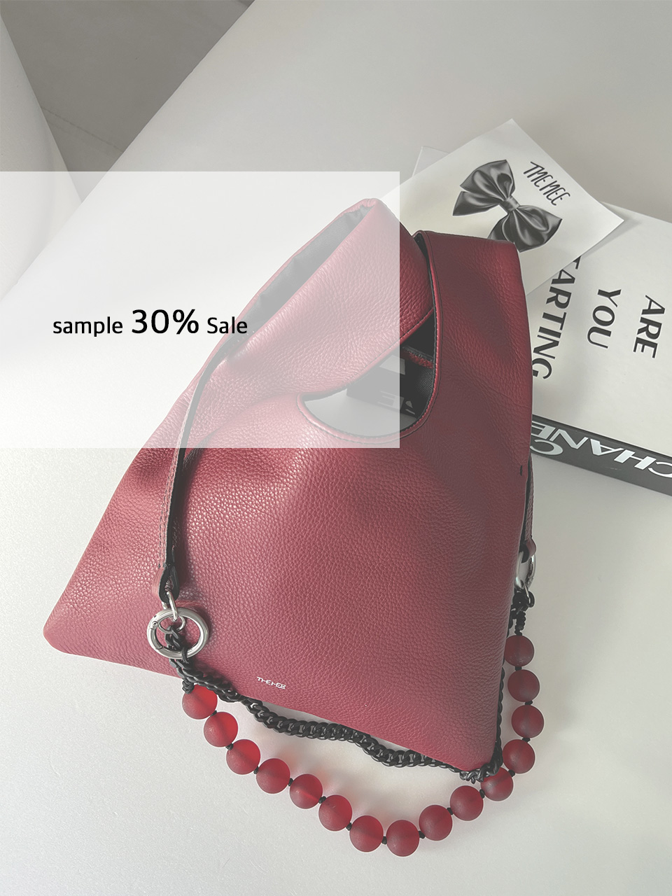 sample 30%Sale  레드 가죽 미니토트백+3way숄더끈